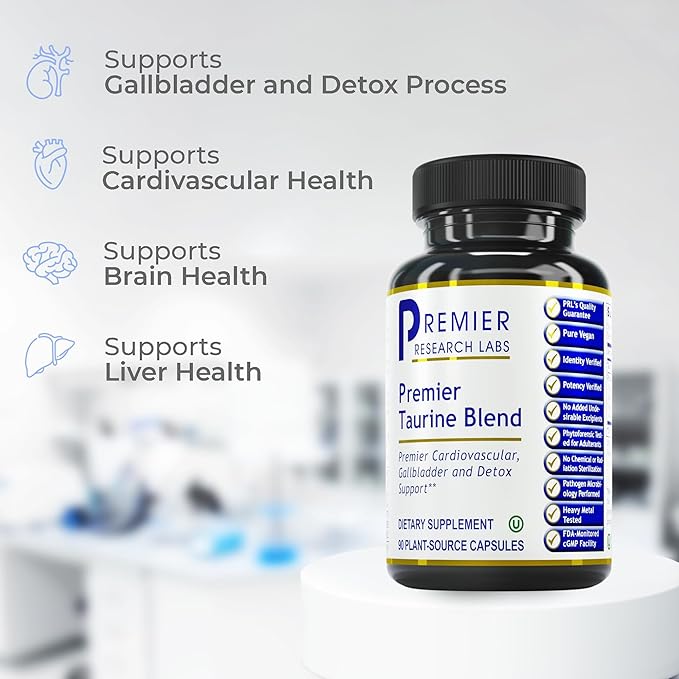 Premier Research Labs Taurine Blend - Taurine Supplement, Taurine Pills, L Taurine Amino Acid Supplement for Liver, Gallbladder, Brain & Heart Health, for Women & Men - 90 Vegetarian Capsules