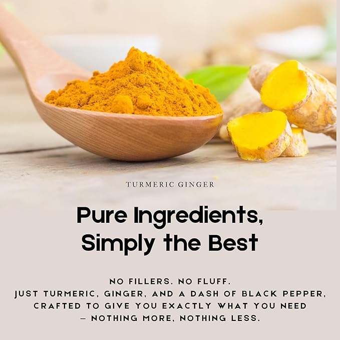 Turmeric Ginger with Black Pepper & Ginger 1000 mg 120 Capsules | Turmeric and Ginger Supplement with 95% Curcuminoids | Extra Strength Supplement| Joint Support Supplement | Non-GMO - 120 Capsules