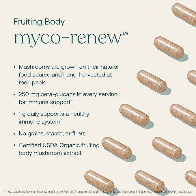 True Grace Mushroom Myco-Renew Blend Daily Immune Support - 60 Count Capsules - Organic
