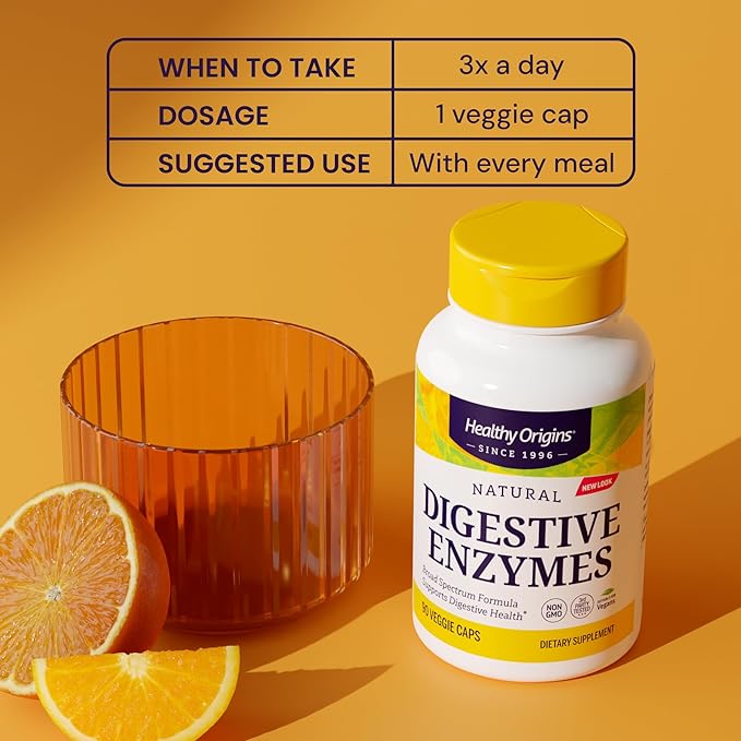 Healthy Origins Digestive Enzymes (Broad Spectrum, Non-GMO, Gluten Free, Digestive Support), 180 Veggie Caps