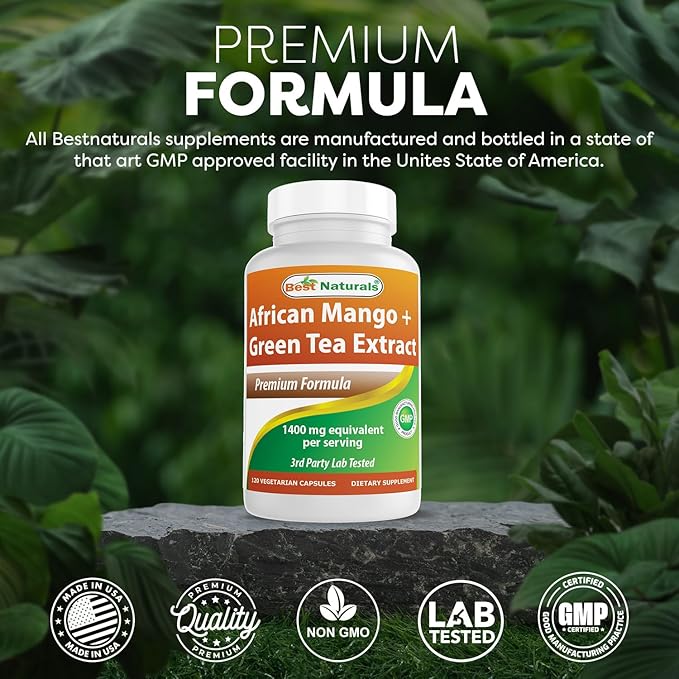 Best Naturals African Mango with Green Tea 1400 mg per Serving - 120 Vegetarian Capsules