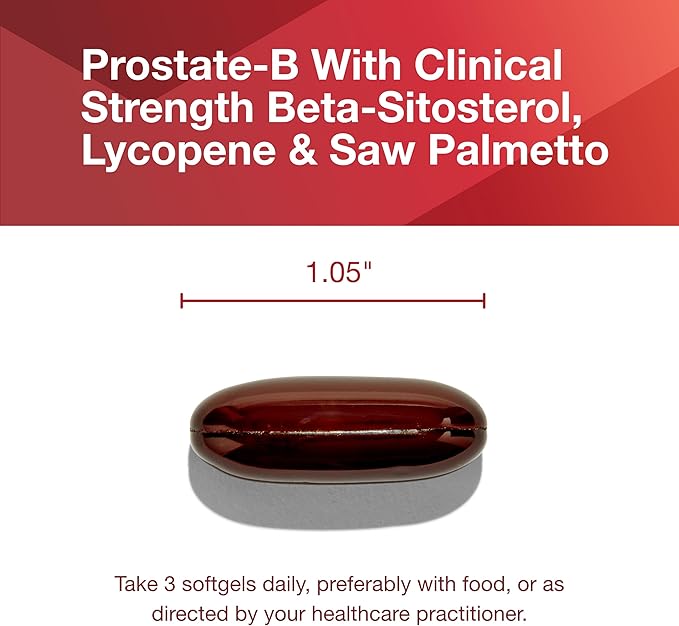 PROTOCOL FOR LIFE BALANCE Prostate-B Clinical Strength - Prostate Health Supplement for Men - with Beta Sitosterol, Lycopene & Saw Palmetto - Halal & Dairy Free - 90 Softgels