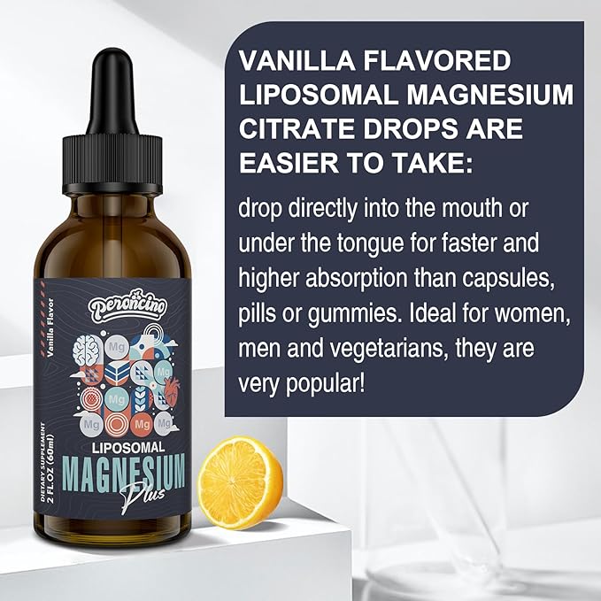 Liposomal Magnesium Citrate Drops for Gut and Bone Health, Mood and Stress Management, Powerful Formula with Vitamin B6 and Zinc Gluconate 60ml (2.04 Fl Oz (Pack of 3))