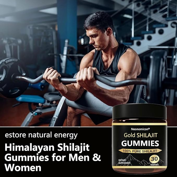 Shilajit Gummies for Men, Pure Himalayan Shilajit, 85+ Trace Minerals & Fulvic Acid, No Added Sugar Non-GMO, Energy Boost & Immune Support, 30 Gummies
