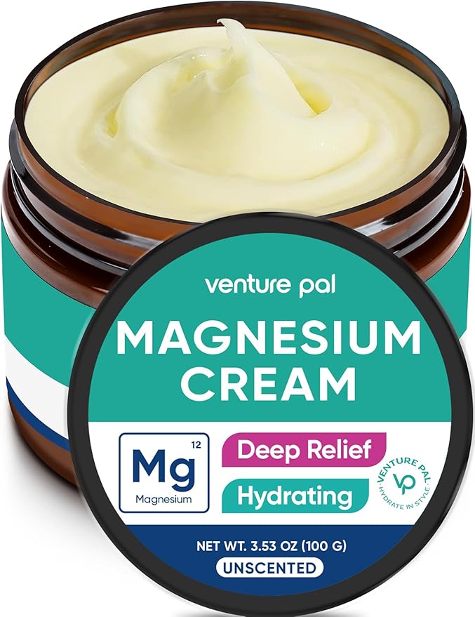 Venture Pal Magnesium Lotion, Topical Magnesium Cream for Sleep, Leg Cramps & Pain, Muscle Relaxation, Calm, Moisturizing Supplement with Coconut Oil, Shea Butter & Hyaluronic Acid, Safe for Kids