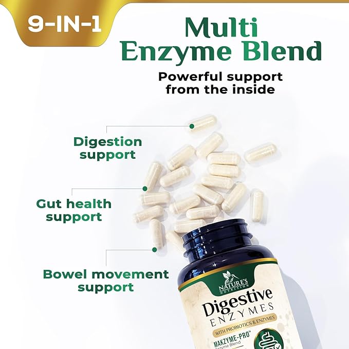 Digestive Enzymes with Probiotics - Probiotic Multi Enzymes with Probiotics and Prebiotics for Digestive Health and Bloating Relief for Women & Men, Daily Enzymes for Gut & Digestion - 120 Capsules