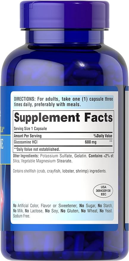 Puritan's Pride Joint Formula Glucosamine HCI for Men and Women 680mg, Dietary Supplement for Joint Health, 80 Day Supply, 240 Capsules