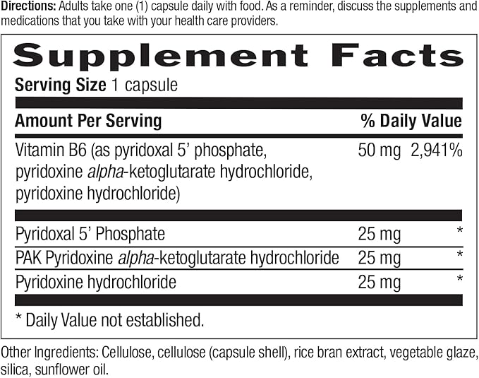 Country Life Coenzyme Active B-6, 50mg Vitamin B6-30 Vegetarian Capsules - Supports Energy, Nervous & Immune Systems - 25mg P-5-P Vitamin B6 - Certified Gluten Free, Vegan - No Artificial Additives