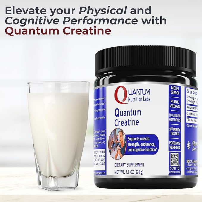 Quantum Nutrition Labs Quantum Creatine - Creatine Monohydrate Powder, Creatine Powder for Men, Women, Vegetarians, Unflavored Vegan Friendly Formula - 7.8 oz (40 Servings)