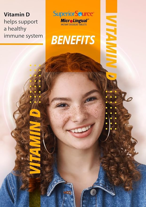 Superior Source Vitamin D3 1000 IU - Offers Immune System, Brain & Nervous System Support - Aids Calcium Absorption for Teeth & Bone Health - Bariatric Friendly - 100 Sublingual Dissolving Tablets