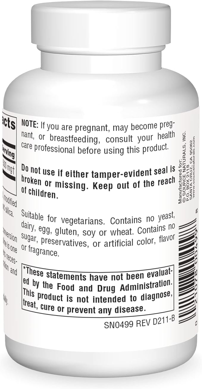 Source Naturals Acetyl L-Carnitine 500mg, 60 Tablets