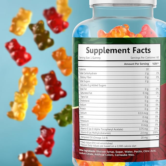 WELLUTION Hemp Gummies – High Potency 1,500,000 MCG – Natural Fruity Bear for Relaxation and Peace - Fast-Acting - 60ct