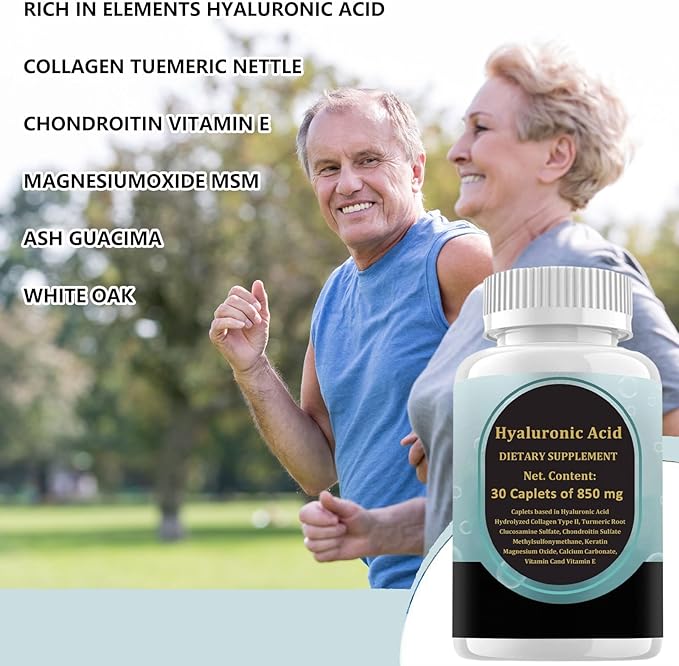 Hyaluronic Acid 60 Caplets 850 mg, Hyaluronic Acid 30 Caplets 850 mg 2 Pack,60 Day Supply