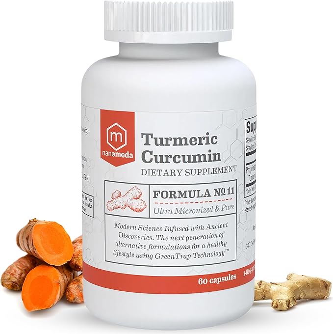 Nano Meda® Turmeric Curcumin with Boswellia | 100% Bioavailable, Patented Micronized Turmeric, Enhanced Absorption | Joint Support Supplement, 60 Count