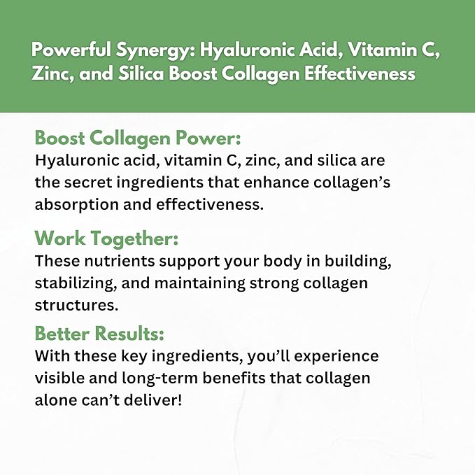 Collagen Peptides Powder with Vitamin C & Hyaluronic Acid - from Organic Cleanest Sources & Super High Absorption - Hydrolyzed Multi Type I, II, III, V, X - Skin Hair Supplement Made in USA