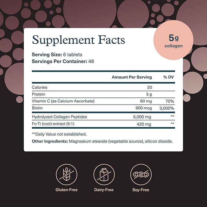 Youtheory Men's Collagen - 5,000 mg Collagen - Daily Supplement for Men - for Hair & Skin Support* - Gluten, Soy & Dairy Free - 290 Tablets