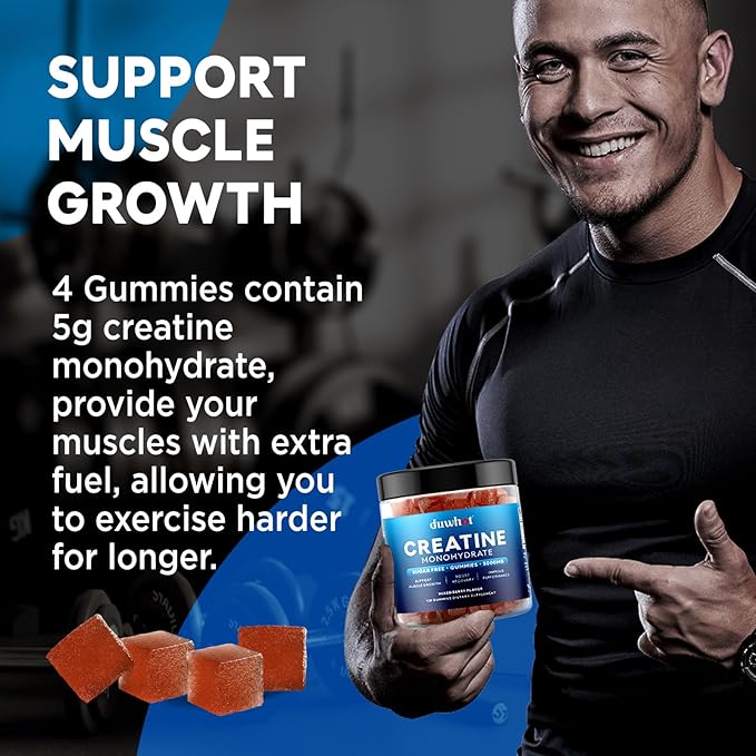 Creatine Monohydrate Gummies for Men, Creatine Monohydrate 5g Chewables for Muscle Growth & Recovery, Vegan, Sugar Free, Mixberry Flavor, 120 Count