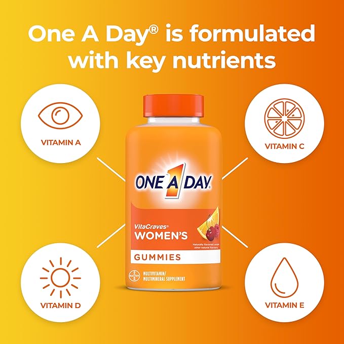 One A Day Women’s Multivitamin Gummies, Supplement with Vitamin A, C, D, E and Zinc for Immune Health Support*, Calcium & more, 80 count