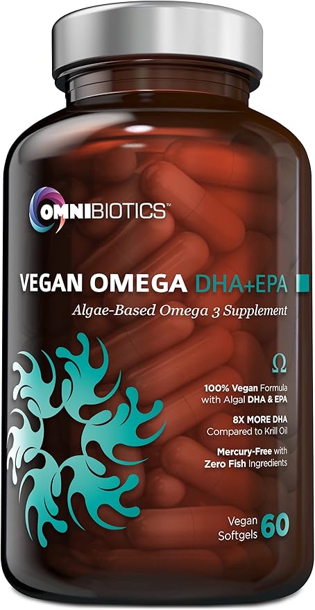 Vegan Omega 3 DHA EPA Supplement - MD-Certified Prenatal Supplement with 8X More DHA Than Krill Oil, Fish-Free Omega 3, 6, 9 and Essential Fatty Acids from Algae Oil. Non-GMO - 60 Vegan Capsules