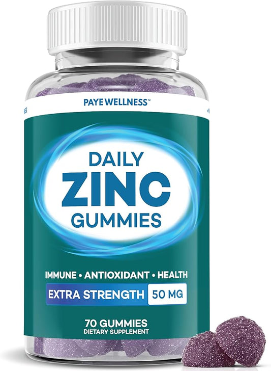 Zinc Gummies 50 mg, Daily Support, Immune System*, Enzyme Functions*, Natural Energy* - 70 Gummies, 35 Day Supply (1-Pack)