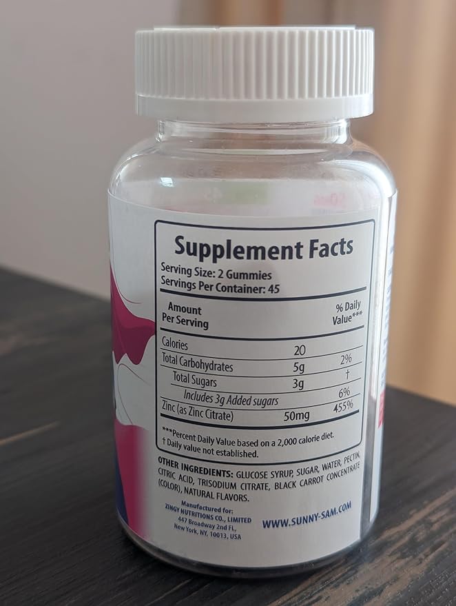 Zinc Gummies for Adults - Zinc Chewable Gummy for Immune Support - Powerful Natural Antioxidant Non-GMO Supplement for Children Men Woman Adults