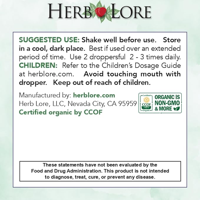 Herb Lore Iron Tonic - Organic Liquid Iron Drops Supplement for Kids & Women - Baby, Infant & Toddler Friendly - Plant Based, Vegan, Gentle, Non Constipating Herbal Tincture (2 fl oz)