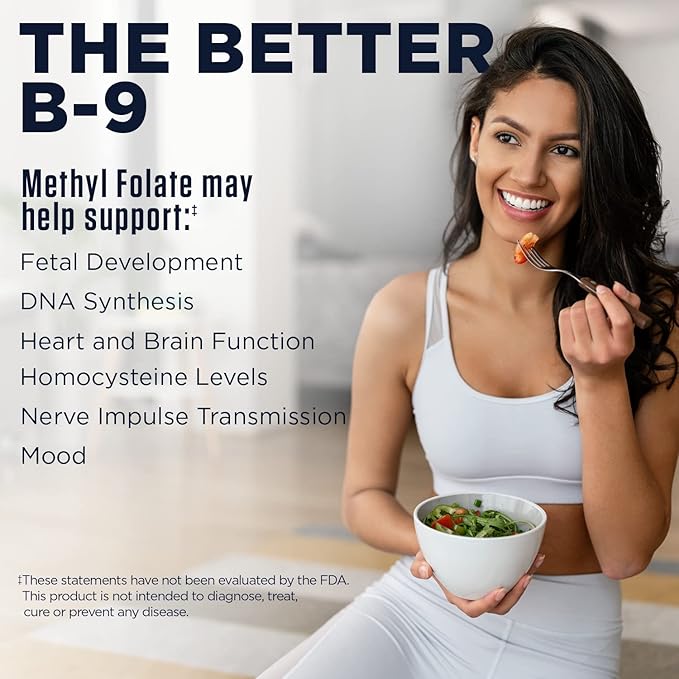 KAL Methyl Folate 800 mcg DFE, 5-MTHF Active Form Vitamin B9, Folic Acid Supplement, Heart Health, Prenatal, Mood and Brain Support, Fast Dissolving ActivTab, 60-Day Guarantee, 90 Servings, 90 Tablets