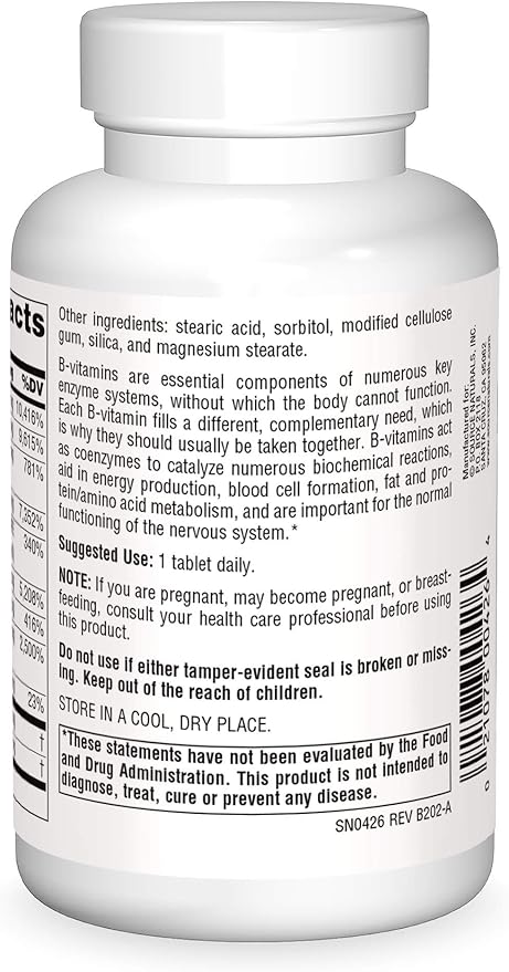 Source Naturals B-125, 125 mg B-Vitamins for Energy Production Support - 90 Tablets