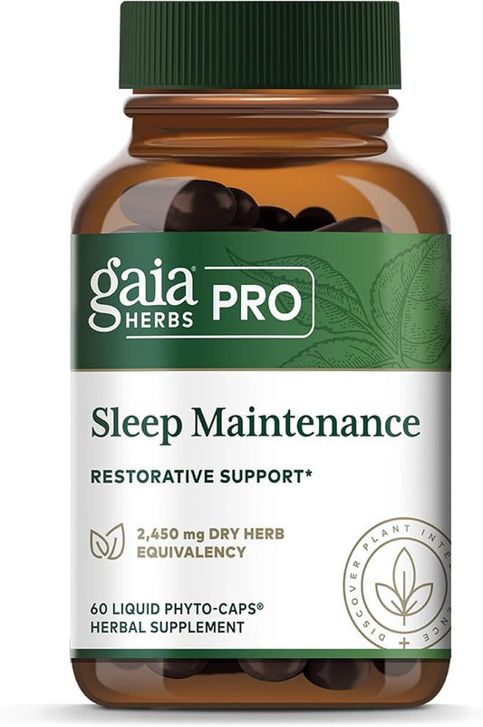 Gaia Herbs PRO Sleep Maintenance - Adrenal Health & Sleep Support* - Supplement with Ashwagandha Magnolia Bark & Jujube Date - Vegan Gluten-Free - 60 Liquid-Filled Capsules (30 Servings)
