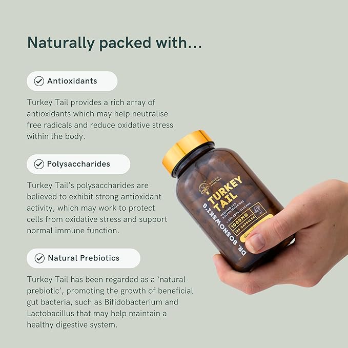 Dr Sosnowski's BioActive Turkey Tail Mushroom Capsules | Potent 1000mg High Strength Turkey Tail Extract (120 Capsules)