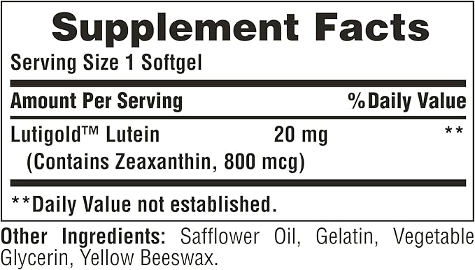 Puritan's Pride Premium Lutigold Lutein Carotenoid 20mg with Zeaxanthin for Men and Women, Dietary Supplement for Eye Health Support, 8 Month Supply, 120 Easy-to-Swallow Softgels, 2 Pack