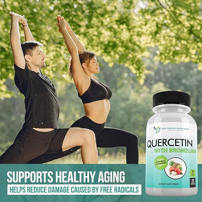 DOCTOR RECOMMENDED SUPPLEMENTS Quercetin 800mg w/Bromelain 165mg Per Serving- 120 Veggie Capsules-Full 60 Day Supply, Vitamin Supplement, Bioflavonoids, Gluten Free, Non-GMO (Pack of 3)