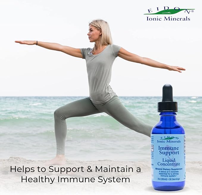 Eidon Ionic Minerals Immune Support Supplement Liquid Concentrate - Immune Booster Mineral Drops with Zinc, Selenium, Sulfur, Support & Maintain Immune System, Bioavailable, No Preservatives - 2 oz