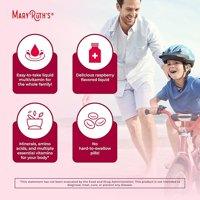 Multivitamin for Women, Men & Kids by MaryRuth's | Liquid Morning Multivitamin | Mens, Womens Vitamins | Vitamin A C D E B6 B12 Biotin Zinc | Beauty | Vegan | Non-GMO | Gluten Free | 32 Servings