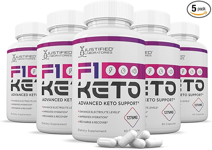 (5 Pack) F1 Keto Pills 1275MG New & Improved Formula Contains Apple Cider Vinegar Extra Virgin Olive Oil Powder Green Tea Leaf 300 Capsules