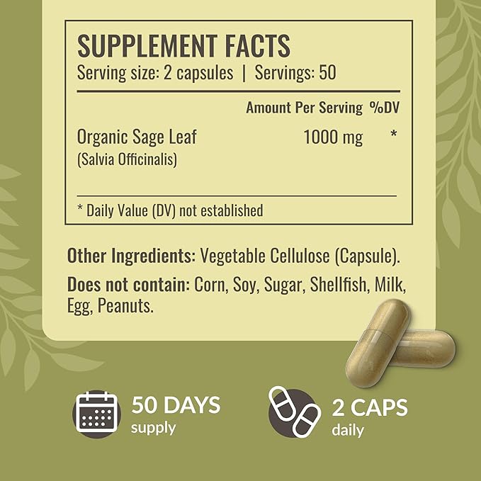 HERBAMAMA Sage and Turmeric Kit - Bundle of 1000 mg Sage Leaf & Turmeric Curcumin Capsules - Vegan, Non-GMO, Gelatin-Free - 2 Pack