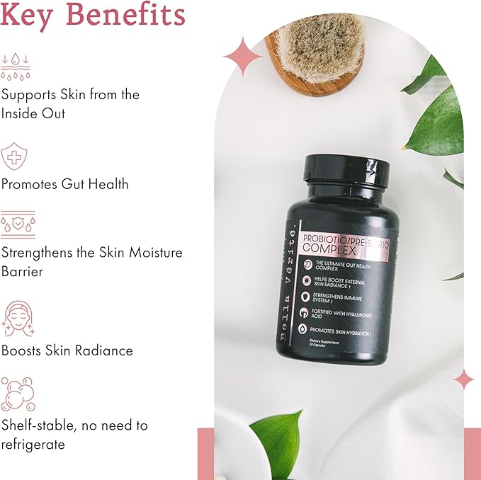 Bella Vérité. Probiotic & Prebiotic Complex - Support Women's Digestive & Gut Health - 3.45 Billion CFU Lactobacillus Probiotics for Clearer Skin - Daily Probiotic Supplement (30 Vegetarian Capsules)