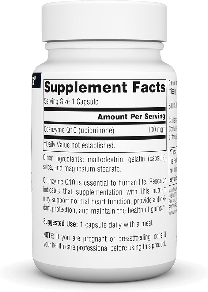Source Naturals Coenzyme Q10 Antioxidant Support 100 mg for Heart, Brain, Immunity, & Liver Support - 60 Capsules