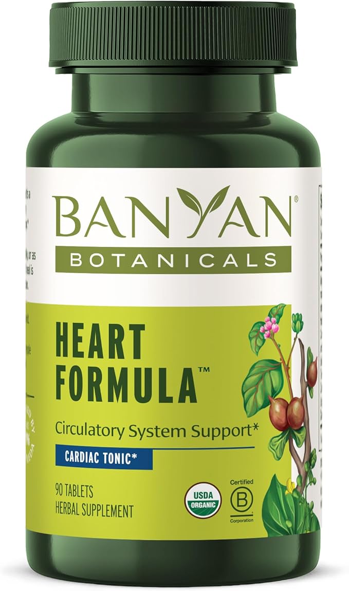 Banyan Botanicals Heart Formula – Organic Herbal Heart Health Supplement with Hawthorn Berry and Guduchi – Supports Proper Function of The Heart* – 90 Tablets – Non-GMO Sustainably Sourced Vegan