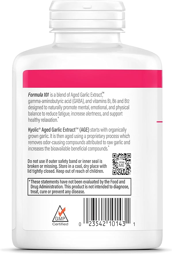 Kyolic Aged Garlic Extract Formula 101, Stress and Fatigue Relief, 300 Capsules (Packaging May Vary)