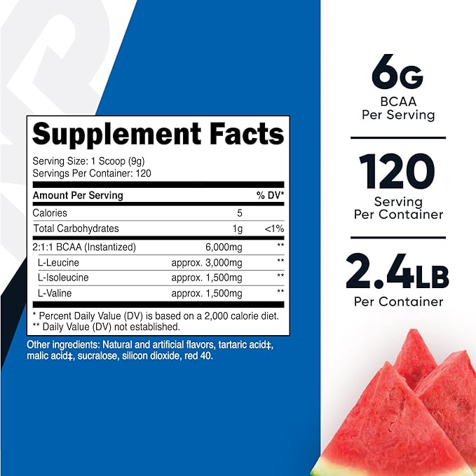 Nutricost BCAA Powder 2:1:1 (Watermelon, 120 Servings) - Gluten Free, Non-GMO, Vegetarian
