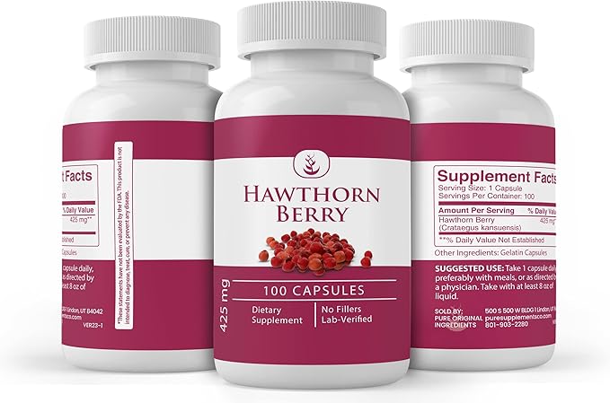 PURE ORIGINAL INGREDIENTS Hawthorn Berry, (100 Capsules) Always Pure, No Additives Or Fillers, Lab Verified