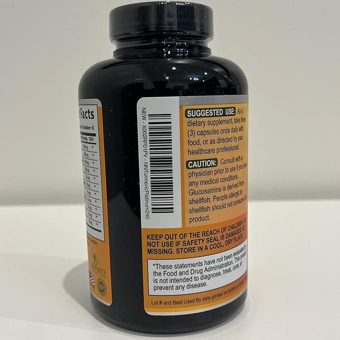 Turmeric Curcumin Supplement 2000mg with Glucosamine Chondroitin & Ginger, 95% Curcuminoids, BioPerine Black Pepper for Best Absorption, Nature's Joint Support, Non-GMO, Bottled in USA - 240 Capsules