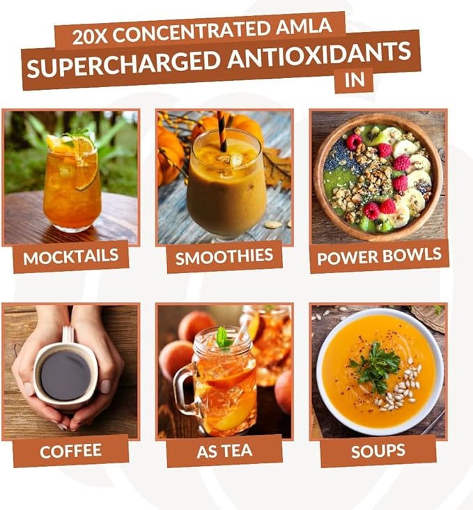 Amla Powder & Green Tea Superfood Supplement with Elderberry & Pumpkin Spice, Organic, Vegan, 30 Servings
