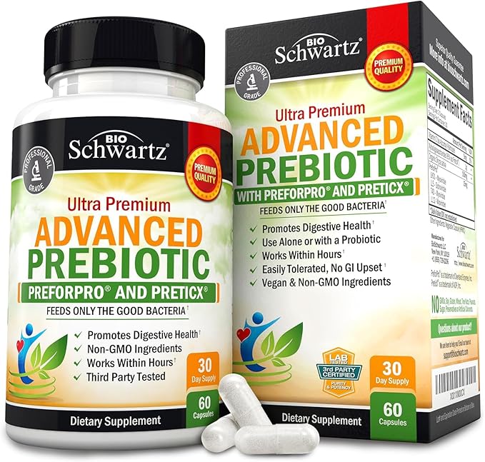 Advanced Prebiotics for Digestive Health - Fast Acting Gut Health Supplement with Clinically Validated Prebiotics for Women & Men for Healthy Gut Flora Bloating & Immune Support - 1 Month Supply