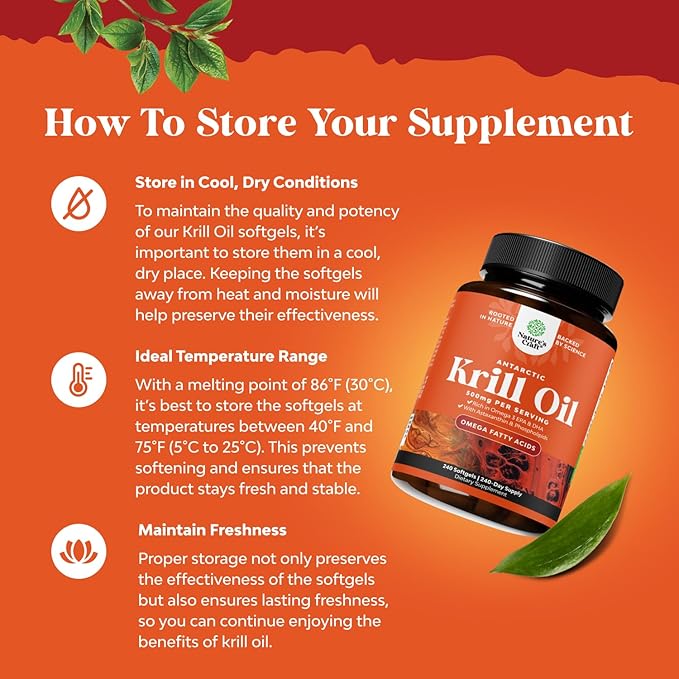 Antarctic Krill Oil 500mg Softgels - Omega 3 Krill Oil Supplement with EPA DHA & Astaxanthin for Brain Joint & Heart - 3rd Party Lab Tested No Gluten GMOs or Fishy Aftertaste (Up to 8 Month Supply)