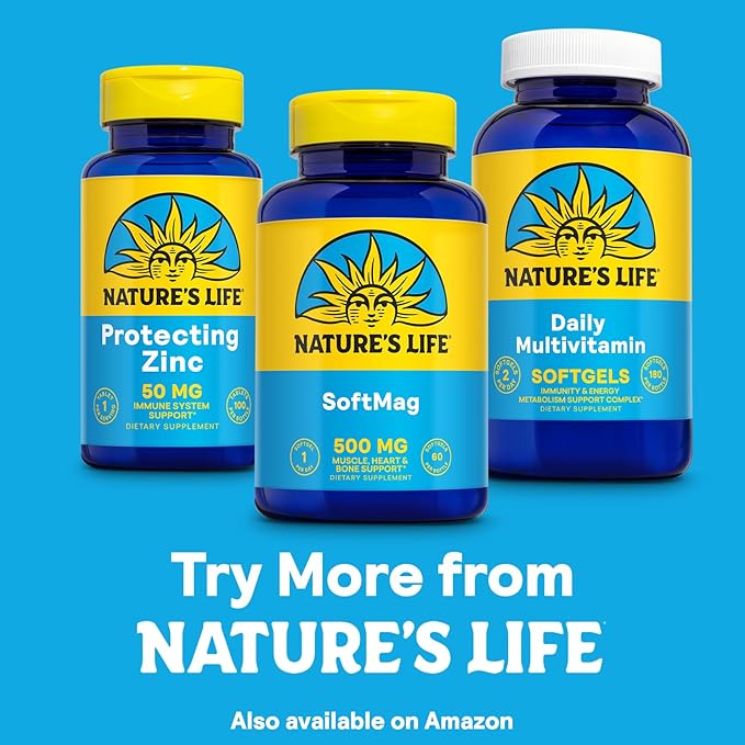 NATURE'S LIFE SoftMag 500 mg - Magnesium Complex w/Magnesium Citrate, Magnesium Malate - Bone Health, Muscle and Heart Health Support - Easy to Swallow Softgels - 60-Day Guarantee, 60 Servings, 60ct