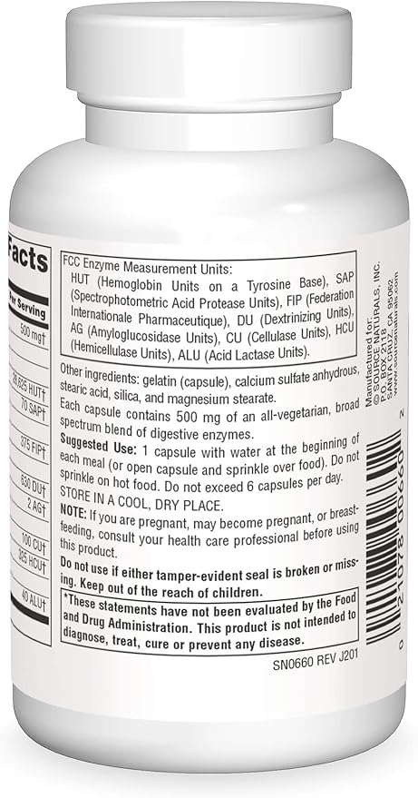 Source Naturals Essential Enzymes 500mg Bio-Aligned Multiple Supplement Herbal Defense for Digestion, Gas & Constipation Relief - Strong Immune System Support - 120 Capsules (Pack of 2)