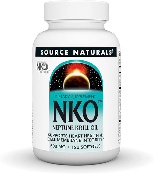 Source Naturals NKO Neptune Krill Oi, Supports Heart Health and Cell Membrane Integrity*, 500mg - 120 Softgels