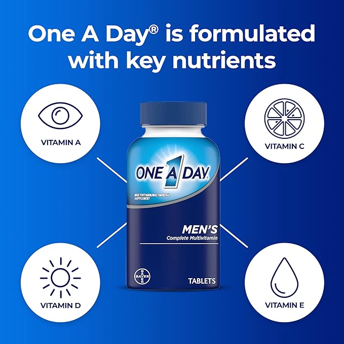 One A Day Men’s Multivitamin, Supplement Tablet with Vitamin A, C ,D, E and Zinc for Immune Health Support, Vitamin B12, Calcium, 200 count